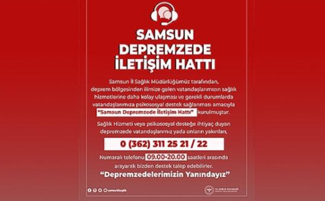 Samsun’da “Depremzede İletişim Hattı” Kuruldu