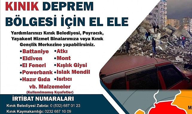 Kınık Belediyesi Basın Bülteni “Kınık’tan Deprem Bölgesine Yardım Eli”