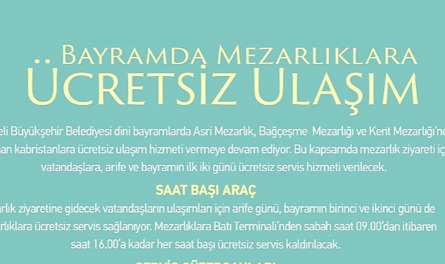 Kocaeli Büyükşehir Belediyesi Bayramda mezarlıklara ücretsiz ulaşım